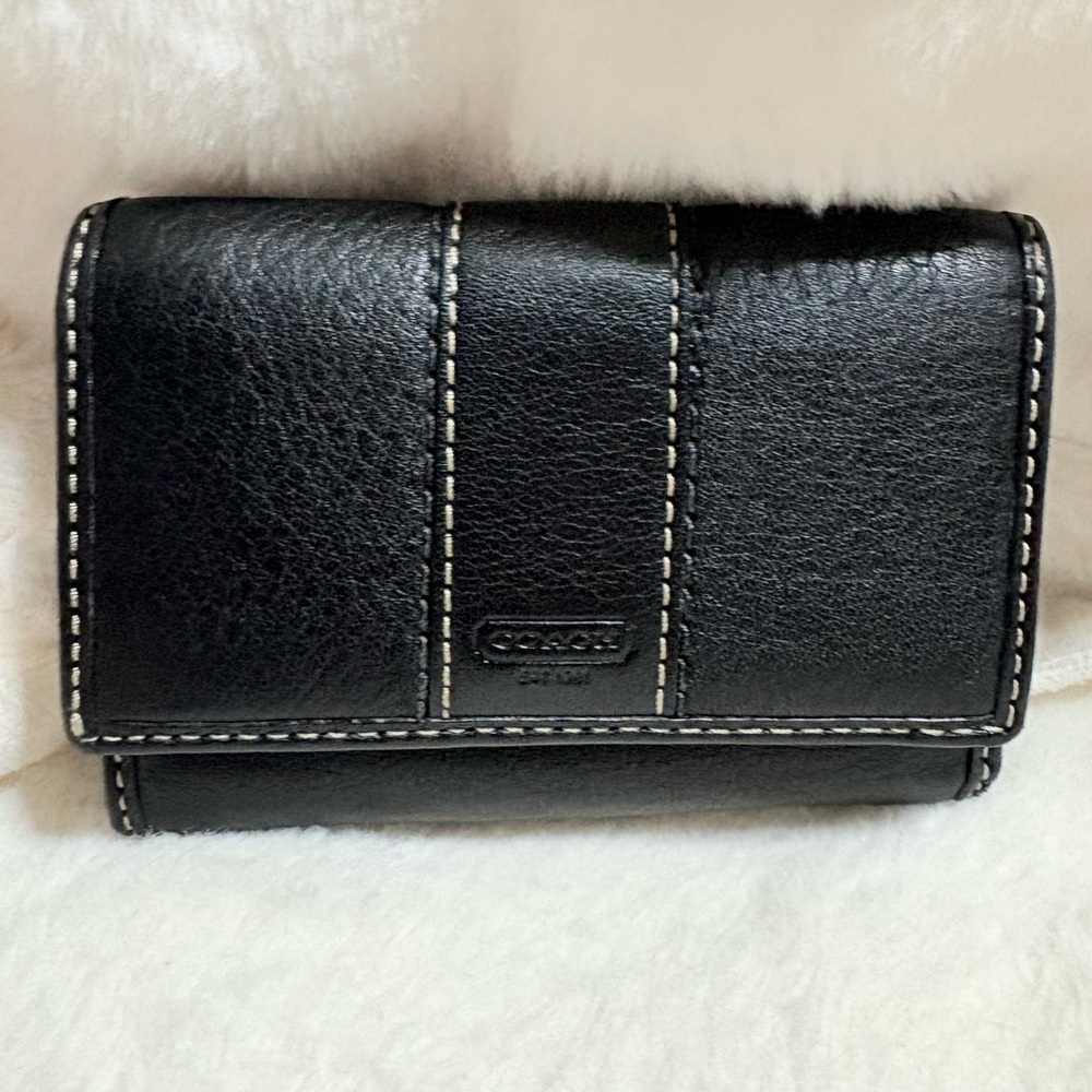Coach Black Leather Trifold Wallet